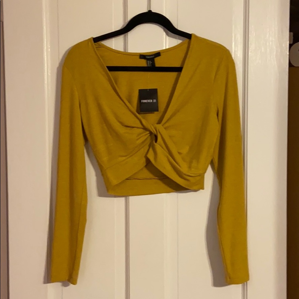 Mustard long sleeve crop top